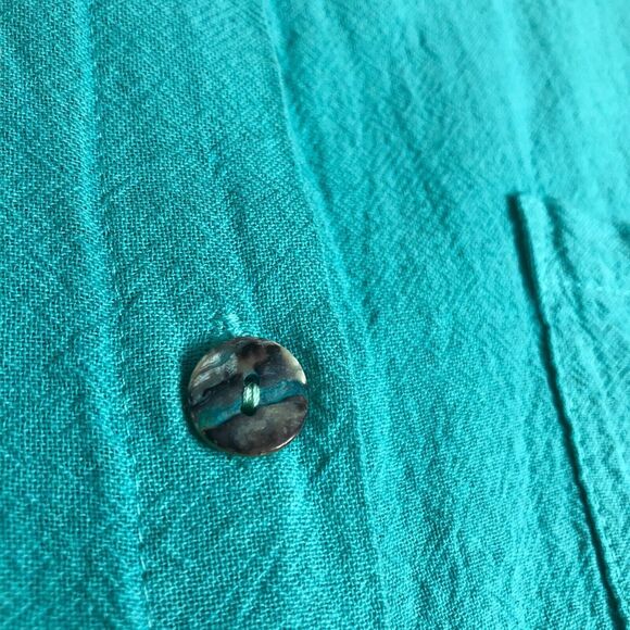 CMC Color Me Cotton Top Womens M Aqua Tunic Asymmetric Oversized Lagenlook NWT - Picture 3 of 15